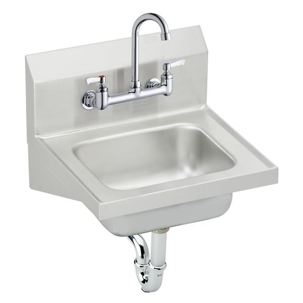 Elkay CHS1716C Stainless Steel 16-3/4" x 15-1/2" x 13" Single Bowl Wall Hung Handwash Sink Kit