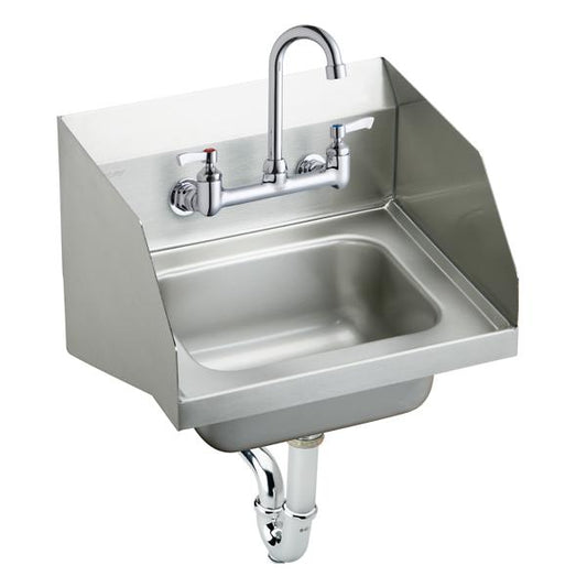 Elkay CHS1716LRSC Stainless Steel 16-3/4" x 15-1/2" x 13" Single Bowl Wall Hung Handwash Sink Kit