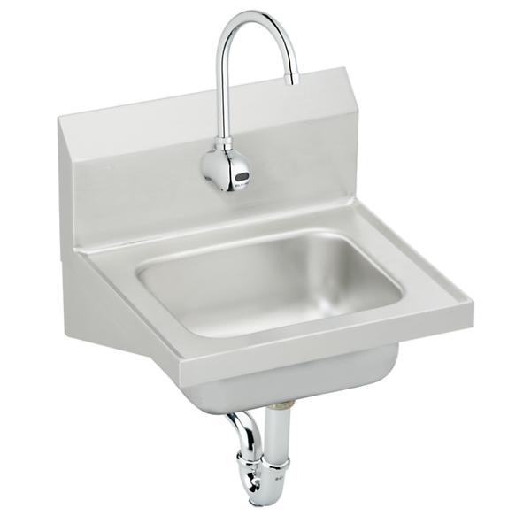 Elkay CHS1716SACMC Stainless Steel 16-3/4" x 15-1/2" x 13" Single Bowl Wall Hung Handwash Sink Kit