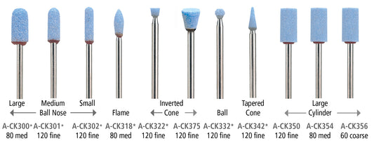 Foredom A-CK356 Ceramcut Blue, Mounted, Cyl, Lg, Crse, 3/32