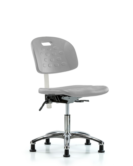 Blue Ridge Ergonomics CLR-HPDHCH-CR-T1-A0-RG-GRY Class 100 Newport Industrial Polyurethane Clean Room Chair - Desk Height with Seat Tilt & Stationary Glides in Gray Polyurethane