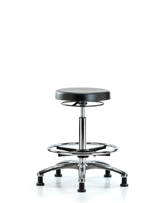 Blue Ridge Ergonomics CLR-PHBSO-CR-CF-RG Class 10 Polyurethane Clean Room Stool - High Bench Height with Chrome Foot Ring & Stationary Glides