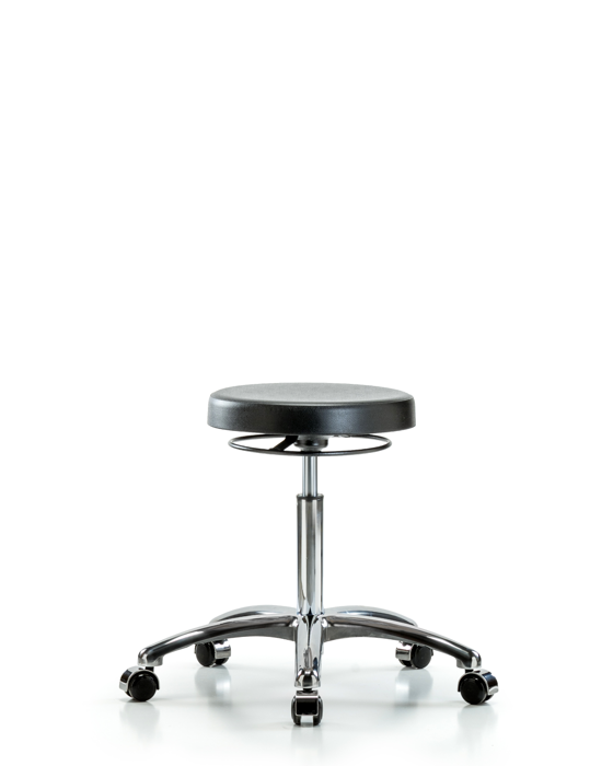 Blue Ridge Ergonomics CLR-PMBSO-CR-NF-CC Class 10 Polyurethane Clean Room Stool - Medium Bench Height with Casters