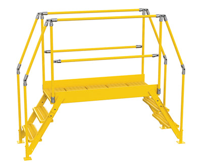 Vestil COL-6-56-23 6 Step Cross-Over Ladder 58"H x 26"W Yellow Powder Coat Steel