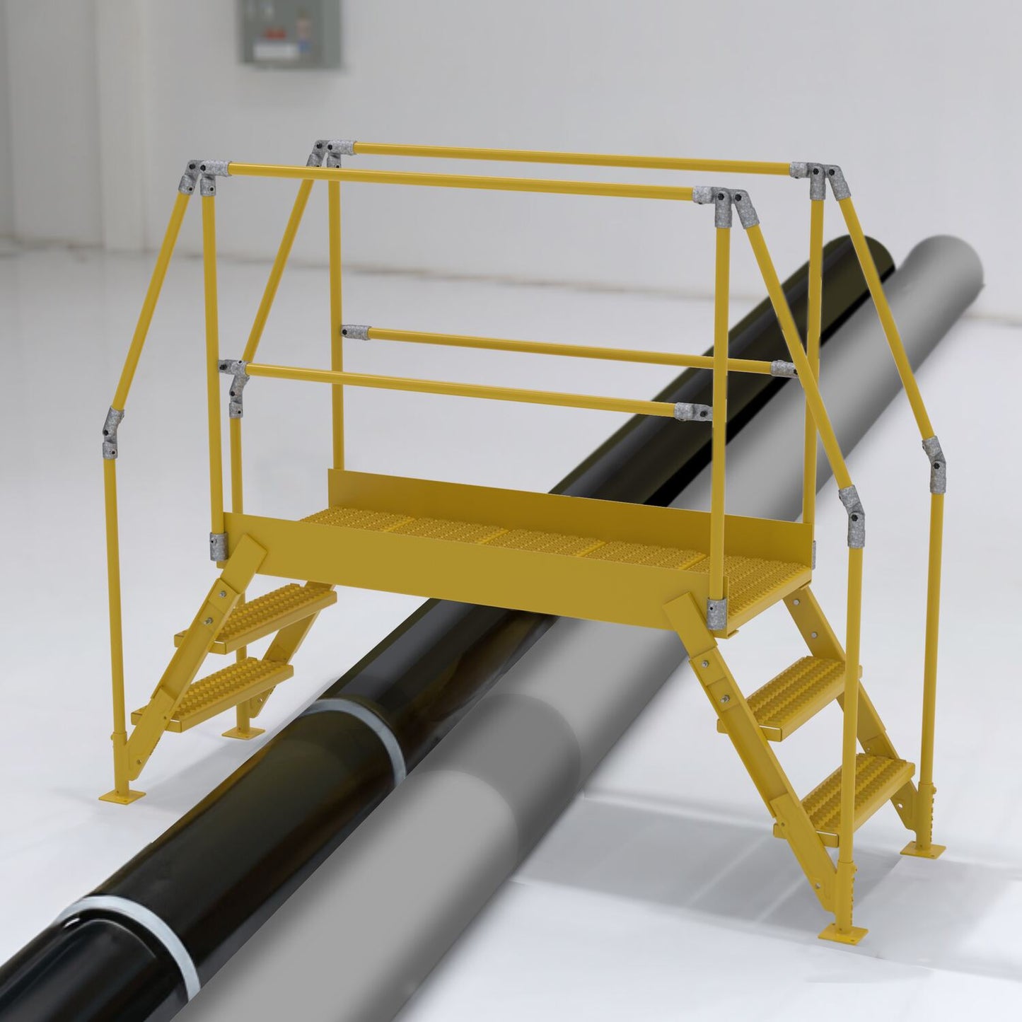 Vestil COL-6-56-23 6 Step Cross-Over Ladder 58"H x 26"W Yellow Powder Coat Steel