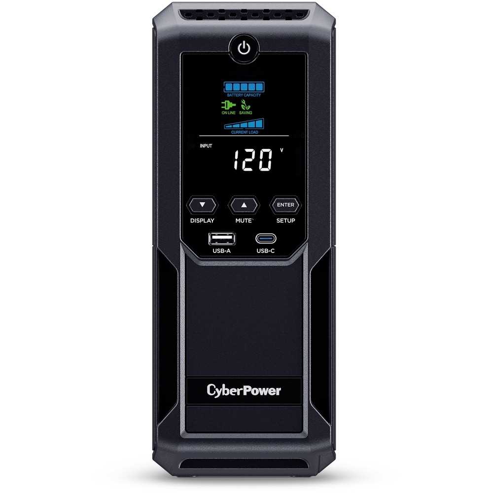 CyberPower Intelligent LCD UPS CP1350AVRLCD3 1350VA Mini-tower UPS - Mini-tower - AVR - 8 Hour Recharge - 4 Minute Stand-by - 120 V AC Input - 120 V AC Output - Serial Port - 12 x NEMA 5-15R, 1 x USB Type A, 1 x USB Type C