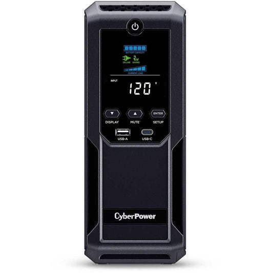 CyberPower Intelligent LCD UPS CP1350AVRLCD3 1350VA Mini-tower UPS - Mini-tower - AVR - 8 Hour Recharge - 4 Minute Stand-by - 120 V AC Input - 120 V AC Output - Serial Port - 12 x NEMA 5-15R, 1 x USB Type A, 1 x USB Type C