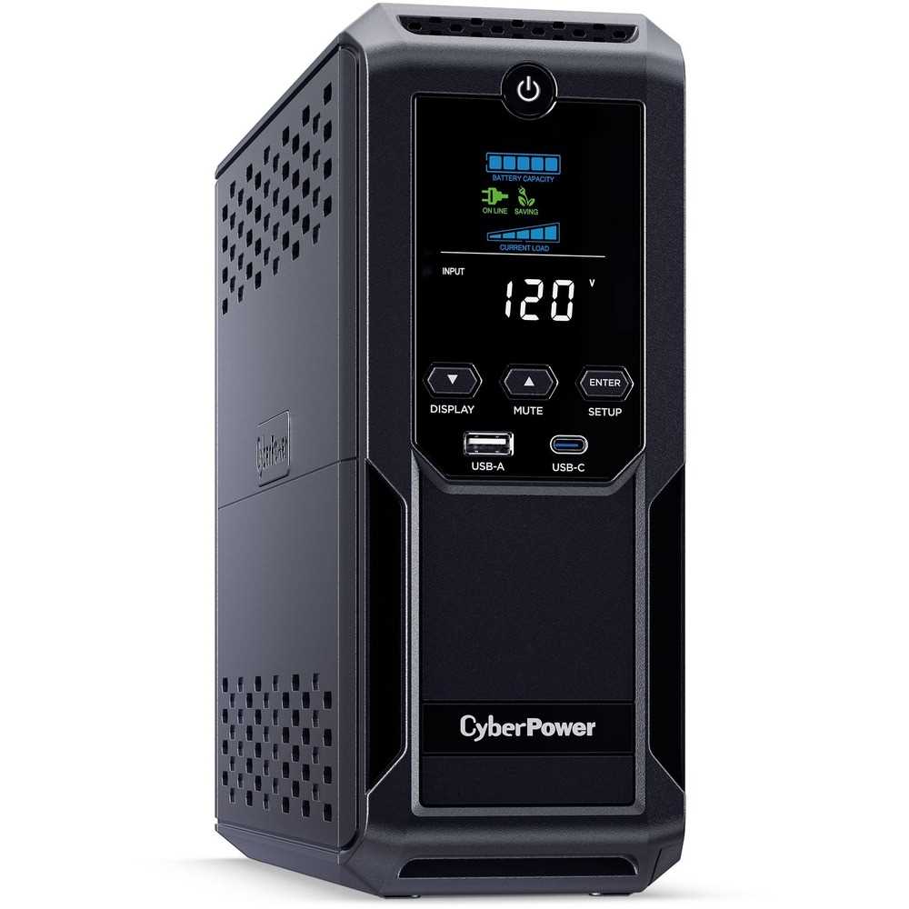 CyberPower Intelligent LCD UPS CP1350AVRLCD3 1350VA Mini-tower UPS - Mini-tower - AVR - 8 Hour Recharge - 4 Minute Stand-by - 120 V AC Input - 120 V AC Output - Serial Port - 12 x NEMA 5-15R, 1 x USB Type A, 1 x USB Type C