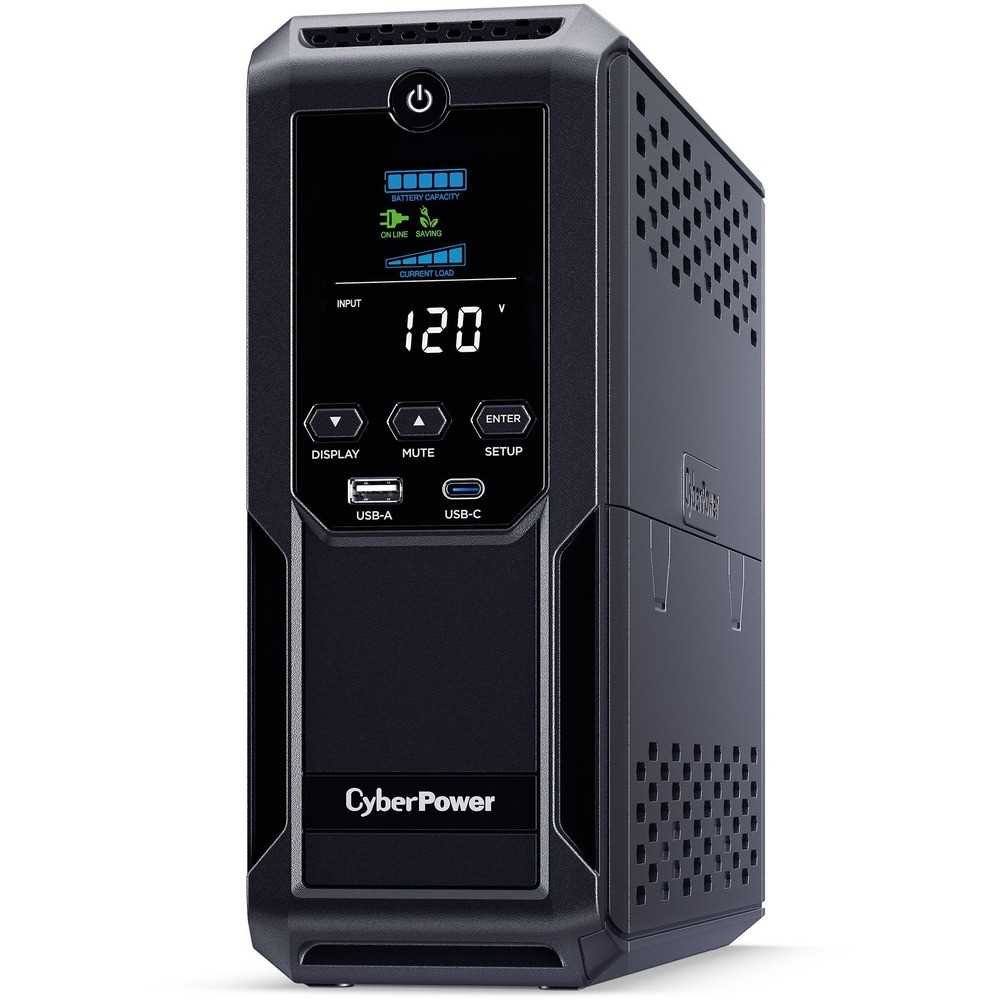 CyberPower Intelligent LCD UPS CP1350AVRLCD3 1350VA Mini-tower UPS - Mini-tower - AVR - 8 Hour Recharge - 4 Minute Stand-by - 120 V AC Input - 120 V AC Output - Serial Port - 12 x NEMA 5-15R, 1 x USB Type A, 1 x USB Type C