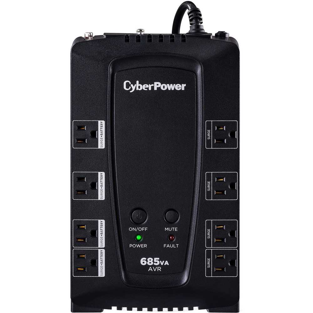 CyberPower CP685AVRG AVR UPS Systems - 685VA/390W, 120 VAC, NEMA 5-15P, Compact, 8 Outlets, PowerPanel® Personal, $125000 CEG, 3YR Warranty