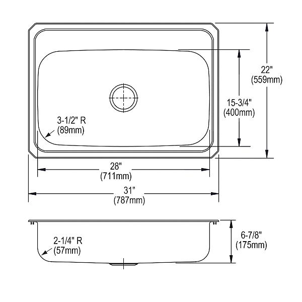 Elkay CR3122 Celebrity® Stainless Steel 31" x 22" x 6-7/8" Single Bowl Drop-in Sink