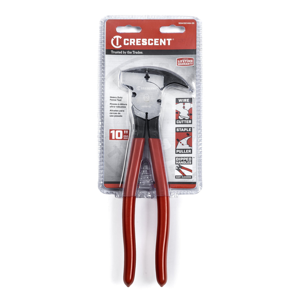 Crescent 193410CVNN-05 10" Dipped Handle Heavy-Duty Solid Joint Fence Tool Pliers