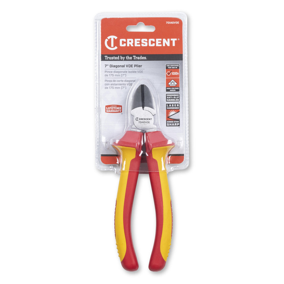 Crescent 7DIAGVDE 7" VDE Insulated Diagonal Cutting Pliers