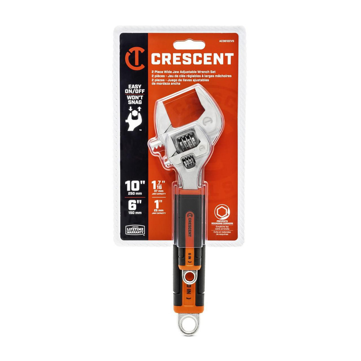 Crescent AC3610CVS 2 Piece 6" & 10" Quick-Fit-Jaw Adjustable Wrench Set