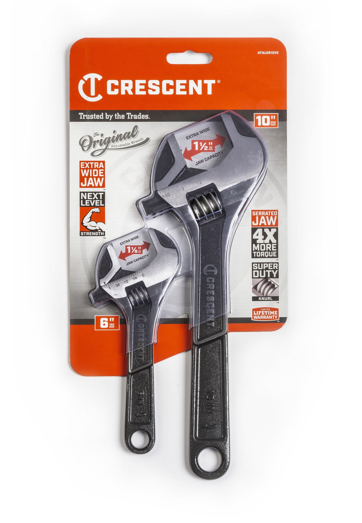 Crescent ATWJ2610VS 2 Piece Wide Jaw Adjustable Wrench Set 6" & 10"