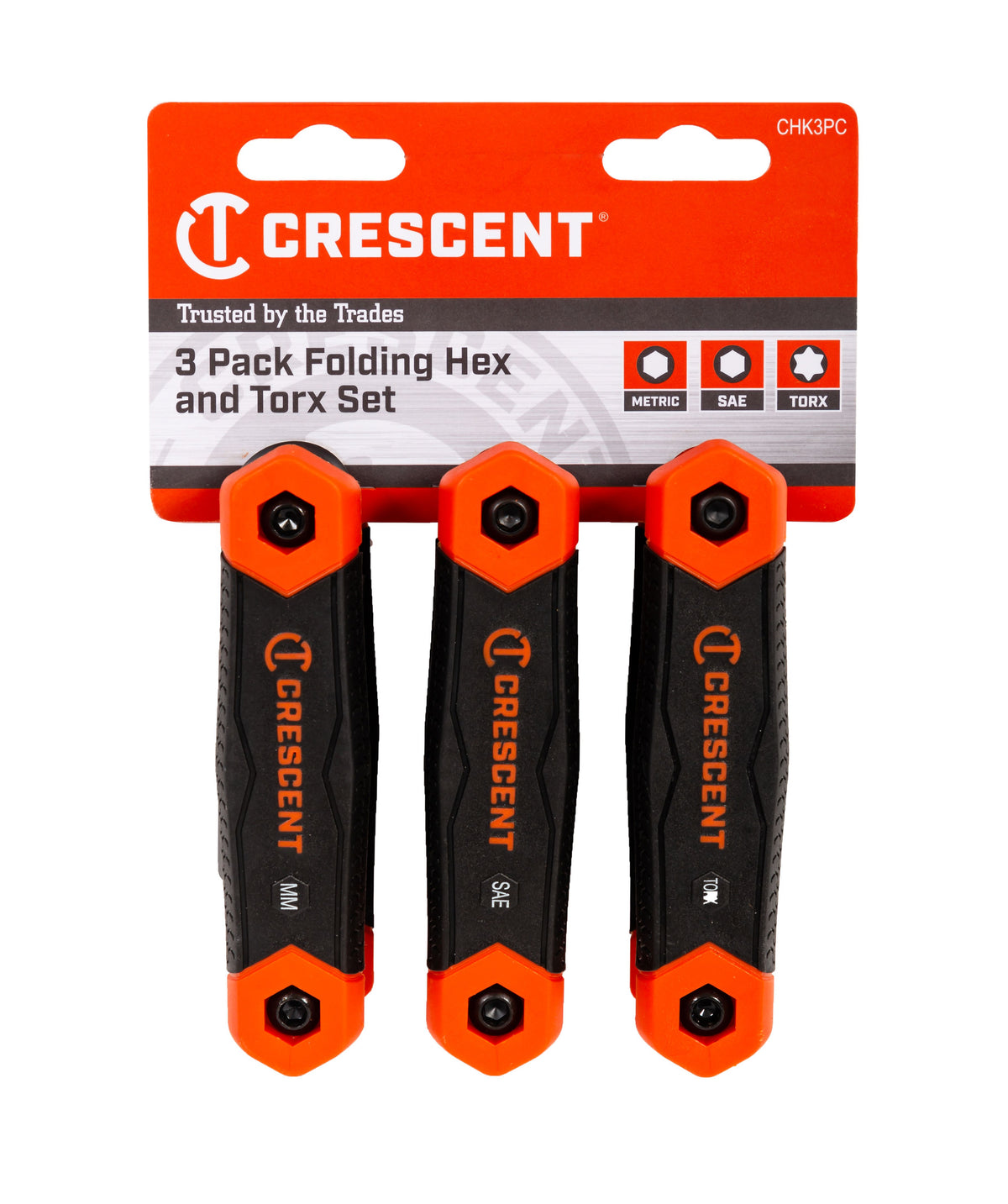 Crescent CHK3PC 3 Piece Folding SAE/Metric/Torx® Dual Material Key Set
