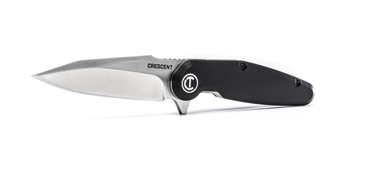 Crescent CPK350C 3-1/2" Harpoon Blade Composite Handle Pocket Knife, Black