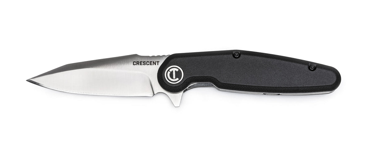 Crescent CPK350C 3-1/2" Harpoon Blade Composite Handle Pocket Knife, Black