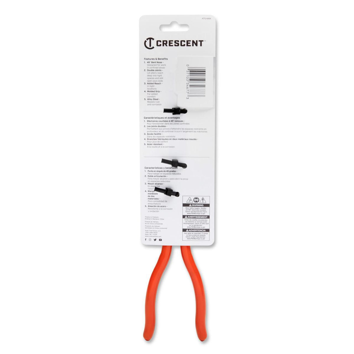 Crescent PSX201C-06 13" X2™ Dipped Handle Long Reach Bent Nose Pliers