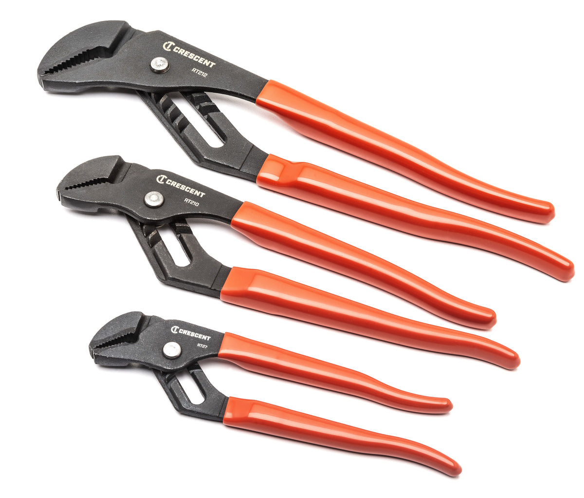 Crescent RT200SET3-05 3 Piece Straight Jaw Dipped Handle Tongue and Groove Plier Set 7", 10" & 12"