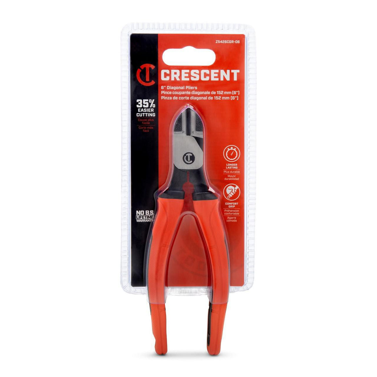 Crescent Z5426CGR-06 6" Z2 Diagonal Cutting Plier with Cushion Grip Rawhide Handle