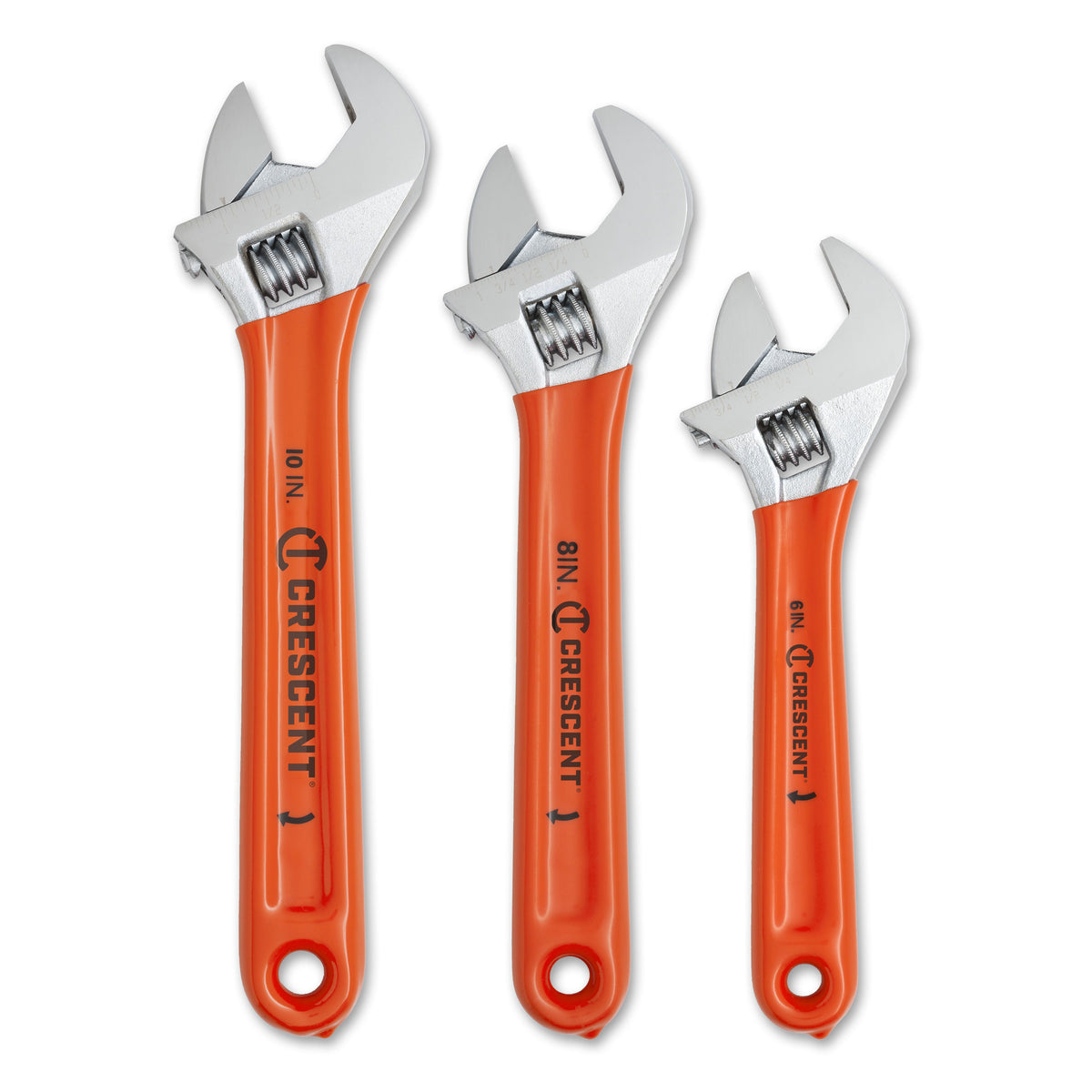 Crescent AC26810CV 3 Piece Adjustable Cushion Grip Wrench Set 6", 8" & 10"