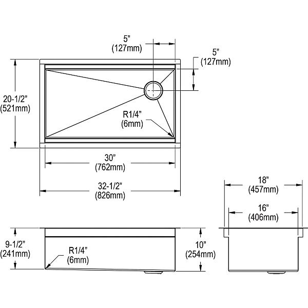 Elkay CS30WPK Circuit Chef® Workstation Stainless Steel 32-1/2" x 20-1/2" x 10" Single Bowl Undermount Sink Kit with White Polymer Boards