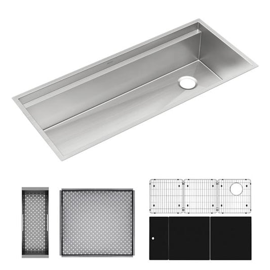 Elkay CS45BPK Circuit Chef® Workstation Stainless Steel 45-1/2" x 20-1/2" x 10" Single Bowl Undermount Sink Kit with Black Polymer Boards