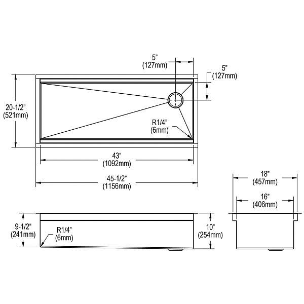 Elkay CS45BPK Circuit Chef® Workstation Stainless Steel 45-1/2" x 20-1/2" x 10" Single Bowl Undermount Sink Kit with Black Polymer Boards