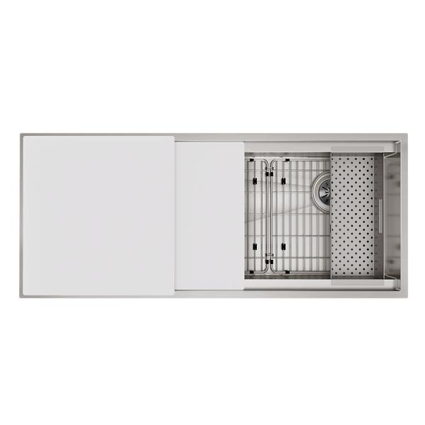 Elkay CS45WPK Circuit Chef® Workstation Stainless Steel 45-1/2" x 20-1/2" x 10" Single Bowl Undermount Sink Kit with White Polymer Boards