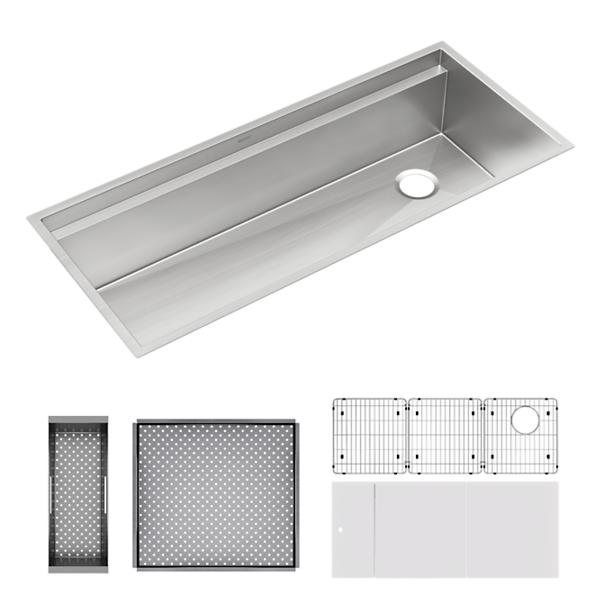 Elkay CS45WPK Circuit Chef® Workstation Stainless Steel 45-1/2" x 20-1/2" x 10" Single Bowl Undermount Sink Kit with White Polymer Boards