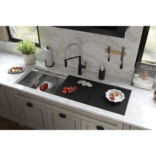 Elkay CS60BPK Circuit Chef® Workstation Stainless Steel 59-1/2" x 20-1/2" x 10" Single Bowl Undermount Sink Kit with Black Polymer Boards