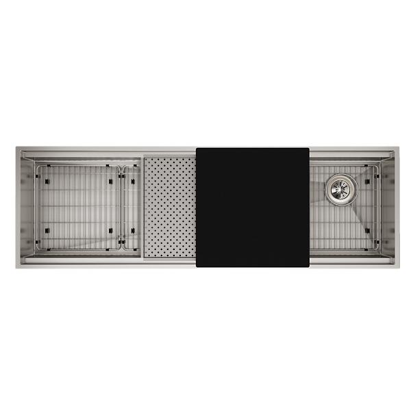 Elkay CS60BPK Circuit Chef® Workstation Stainless Steel 59-1/2" x 20-1/2" x 10" Single Bowl Undermount Sink Kit with Black Polymer Boards