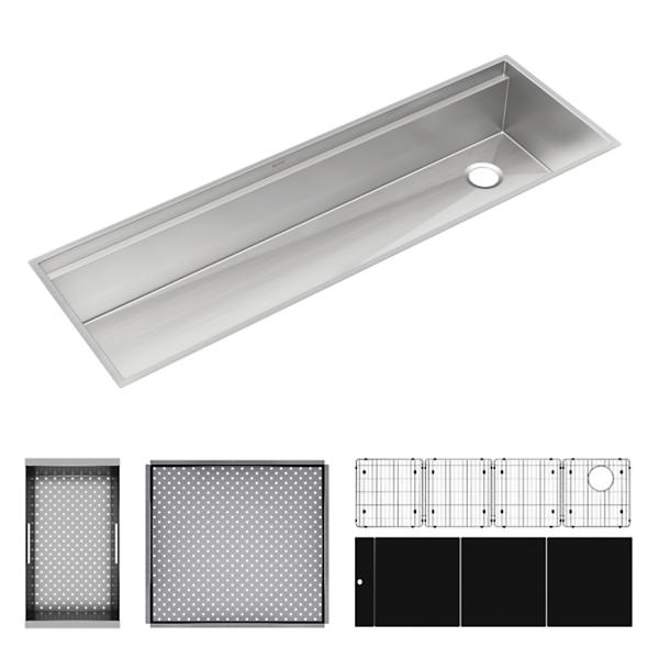 Elkay CS60BPK Circuit Chef® Workstation Stainless Steel 59-1/2" x 20-1/2" x 10" Single Bowl Undermount Sink Kit with Black Polymer Boards