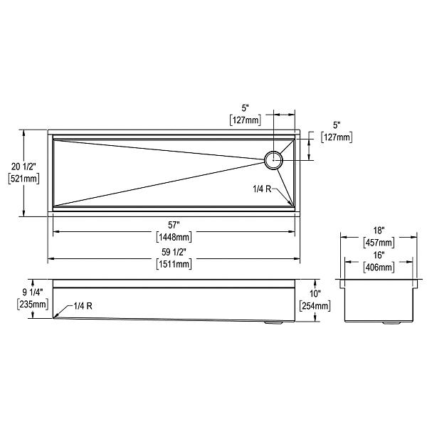 Elkay CS60BPK Circuit Chef® Workstation Stainless Steel 59-1/2" x 20-1/2" x 10" Single Bowl Undermount Sink Kit with Black Polymer Boards