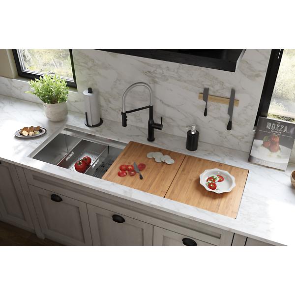 Elkay CS60CWK Circuit Chef® Workstation Stainless Steel 59-1/2" x 20-1/2" x 10" Single Bowl Undermount Sink Kit with Cherry Wood Boards