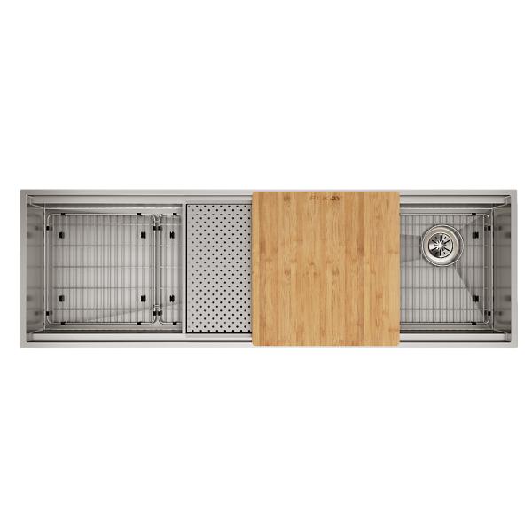 Elkay CS60CWK Circuit Chef® Workstation Stainless Steel 59-1/2" x 20-1/2" x 10" Single Bowl Undermount Sink Kit with Cherry Wood Boards