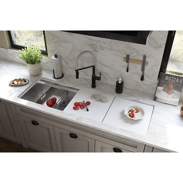 Elkay CS60WPK Circuit Chef® Workstation Stainless Steel 59-1/2" x 20-1/2" x 10" Single Bowl Undermount Sink Kit with White Polymer Boards