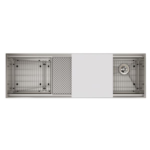 Elkay CS60WPK Circuit Chef® Workstation Stainless Steel 59-1/2" x 20-1/2" x 10" Single Bowl Undermount Sink Kit with White Polymer Boards