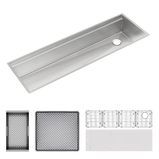 Elkay CS60WPK Circuit Chef® Workstation Stainless Steel 59-1/2" x 20-1/2" x 10" Single Bowl Undermount Sink Kit with White Polymer Boards