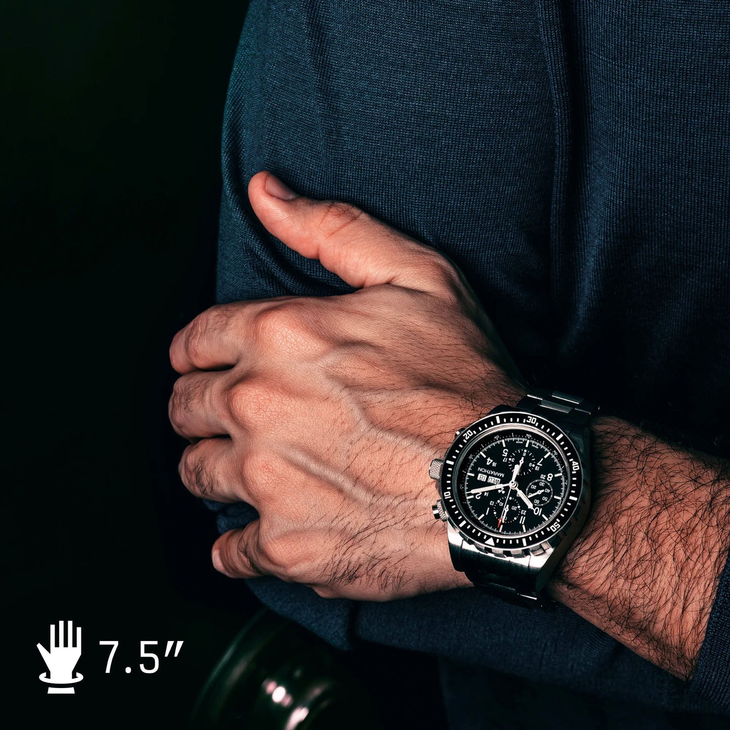 Marathon WW194014SS-0108 Jumbo Diver/Pilot's Automatic Chronograph (CSAR) - 46mm with Stainless Steel MA Bracelet