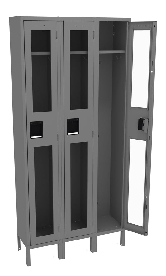 Tennsco CSL-121272-3 Single Tier C-Thru Locker - Three Wide With Legs (Assembled)