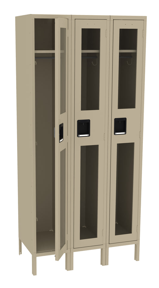 Tennsco CSL-121872-3 Single Tier C-Thru Locker - Three Wide With Legs (Assembled)