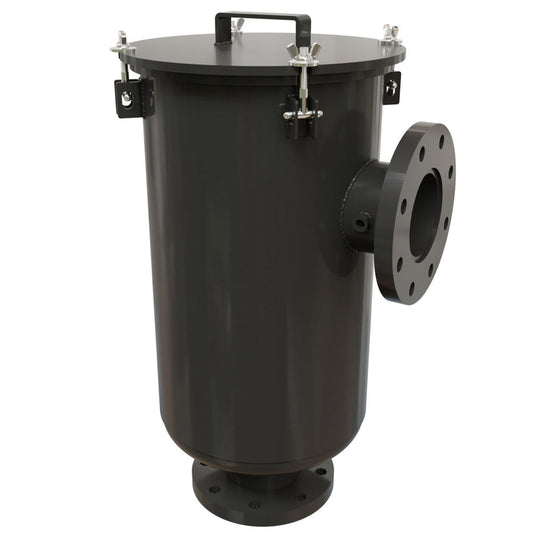 Solberg CSL-334P-400F Inlet Vacuum Filter L-Style, 4 in ANSI Flange, Polyester Element, 5 Micron, Black