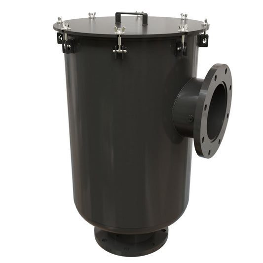 Solberg CSL-376P-800F Inlet Vacuum Filter L-Style, 8 in ANSI Flange, Polyester Element, 5 Micron, Black
