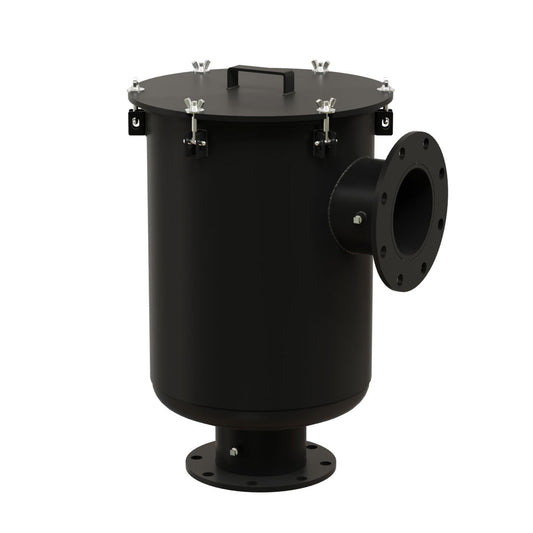 Solberg CSL-344P-500F Inlet Vacuum Filter L-Style, 5 in ANSI Flange, Polyester Element, 5 Micron, Black
