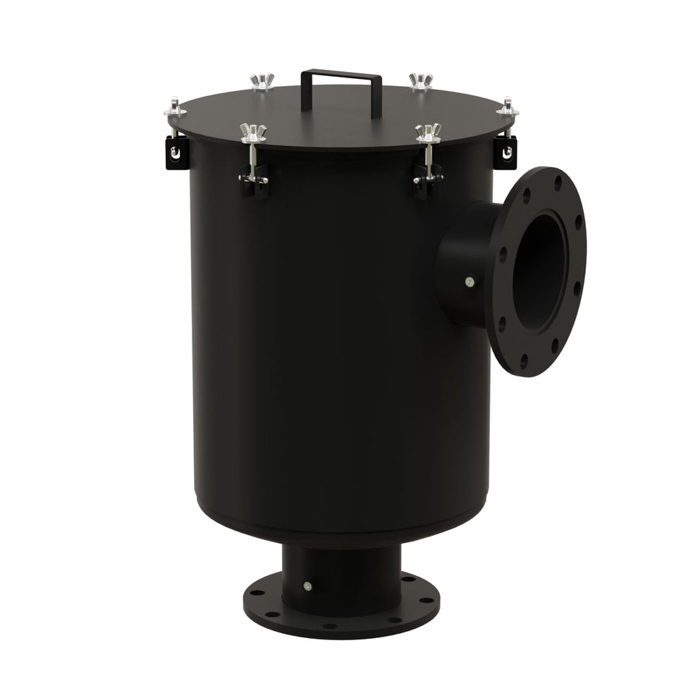 Solberg CSL-374P-600F Inlet Vacuum Filter L-Style, 6 in ANSI Flange, Polyester Element, 5 Micron, Black