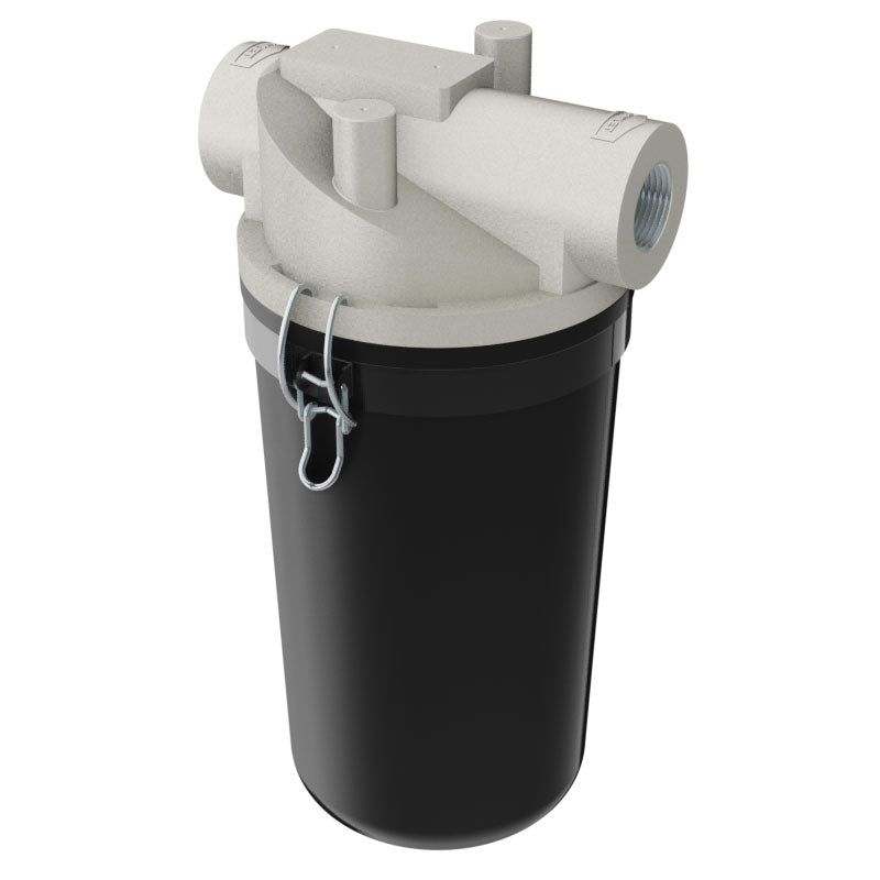 Solberg CT-897-125C Inline T-Style Inlet Vacuum Filter – 1-1/4" FNPT, Polyester Element, 5 Micron