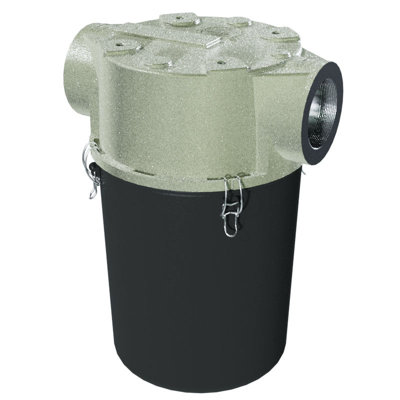 Solberg CT-SML445-300C SpinMeister® Inline Straight-Through Vacuum Filter – 3" FPT, Extreme Duty Precleaner, Carbon Steel Bucket
