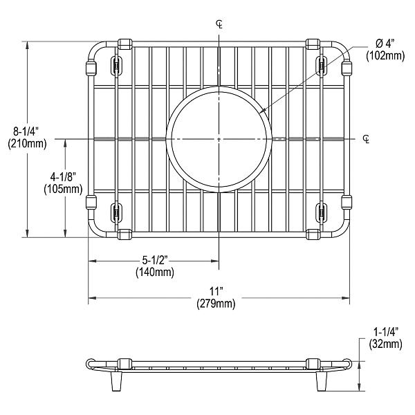 Elkay CTXBG118 Crosstown Stainless Steel 11" x 8-1/4" x 1-1/4" Bottom Grid